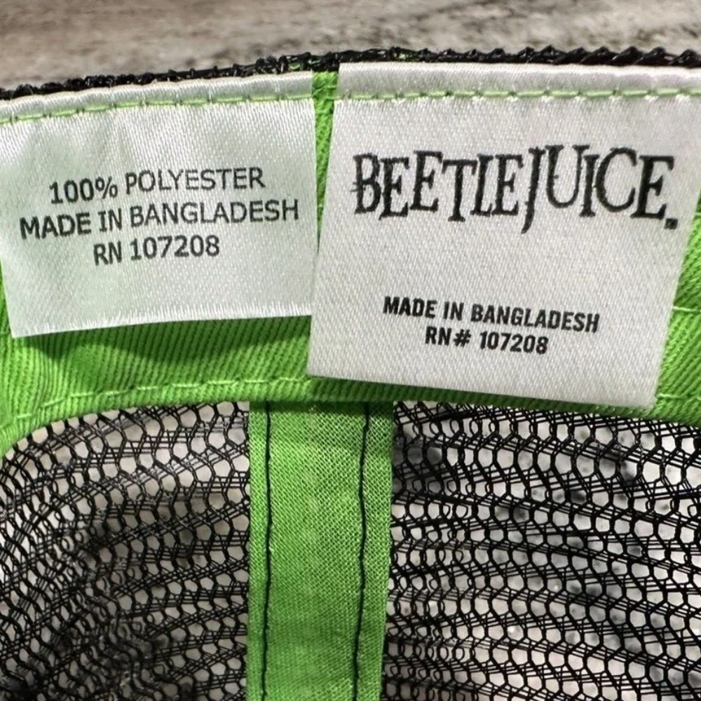 BEETLEJUICE Trucker Snap Back Cap H3 Embroidered Ghost Michael Keaton Hat NEW